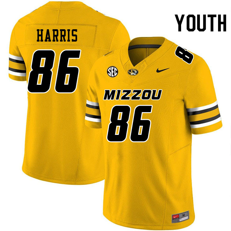 Youth #86 Jordon Harris Missouri Tigers College Football Jerseys Stitched-Gold